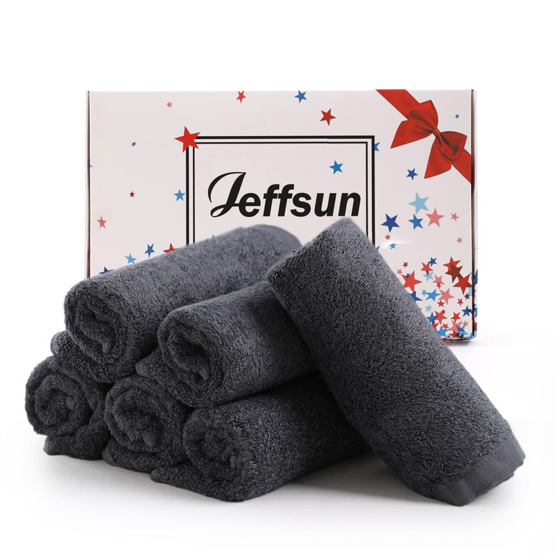 JEFFSUN Face Towels 6 Pack  13x13 inch Extra Large Grey Wash Cloths on Sensitive Skin  Super Soft and Gentle Bath Washcloths for Face and Body  Easy to Rinse Fast Dry Makeup Remover Eraser Face Cloths - Image 1